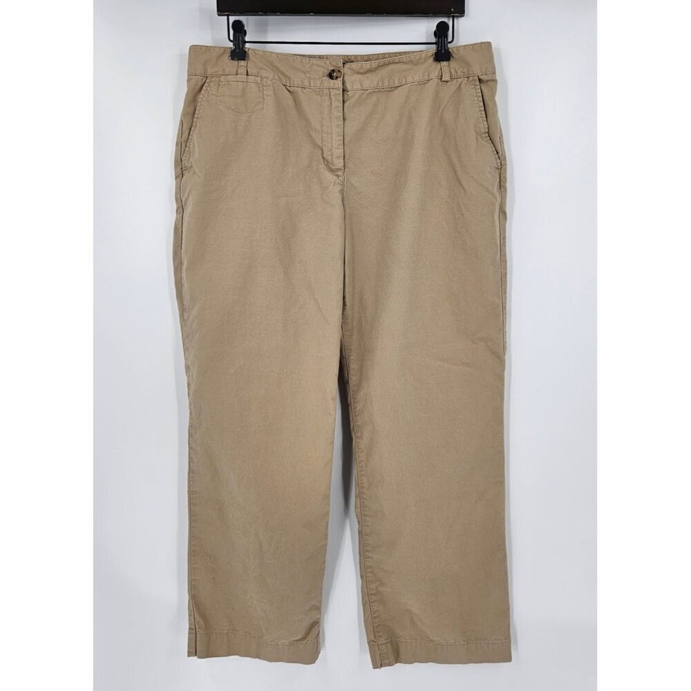 Talbots Pants Womens 14p Beige Khaki Straight Leg Boyfriend Casual Trouser